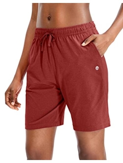 Women's Bermuda Shorts Jersey Shorts with Deep Pockets 7" Long Shorts for Women Lounge Walking Athletic