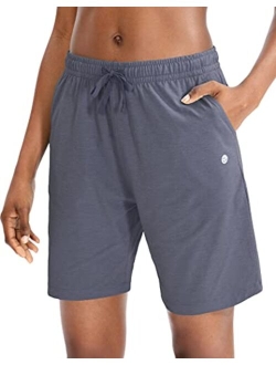 Women's Bermuda Shorts Jersey Shorts with Deep Pockets 7" Long Shorts for Women Lounge Walking Athletic