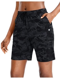 Women's Bermuda Shorts Jersey Shorts with Deep Pockets 7" Long Shorts for Women Lounge Walking Athletic