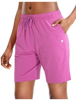 Women's Bermuda Shorts Jersey Shorts with Deep Pockets 7" Long Shorts for Women Lounge Walking Athletic