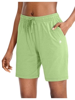 Women's Bermuda Shorts Jersey Shorts with Deep Pockets 7" Long Shorts for Women Lounge Walking Athletic