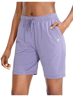 Women's Bermuda Shorts Jersey Shorts with Deep Pockets 7" Long Shorts for Women Lounge Walking Athletic