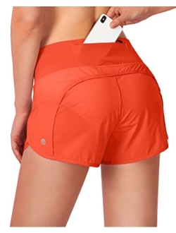 Women's Running Shorts with Mesh Liner 3" Workout Athletic Shorts for Women with Phone Pockets