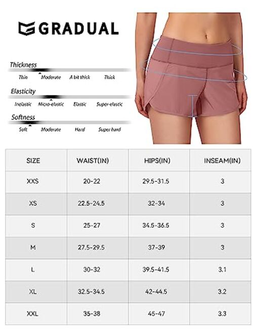 G Gradual Women's Running Shorts with Mesh Liner 3" Workout Athletic Shorts for Women with Phone Pockets