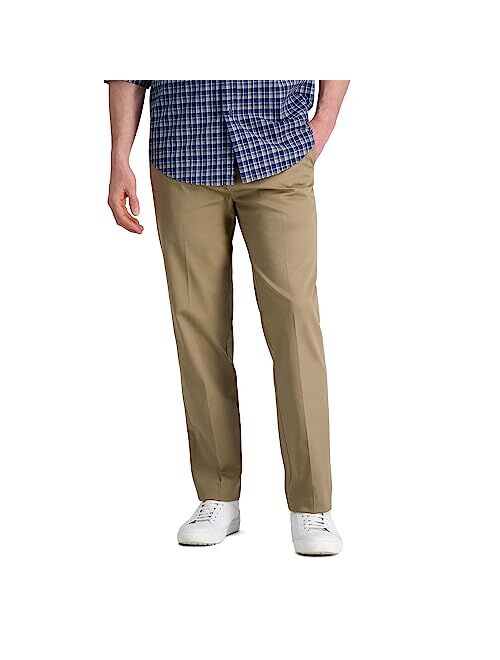 Haggar Men's Premium No Iron Khaki Straight Fit Flat Front Casual Pant