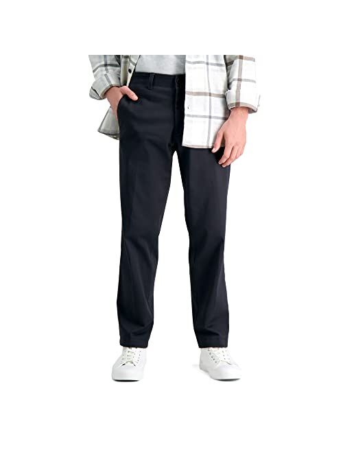 Haggar Men's Life Khaki Comfort Flat Front Straight Fit Chino Pant