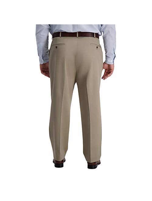 Haggar Men's Iron Free Premium Khaki Classic Fit Flat Front Expandable Waist Casual Pant Regular and Big & Tall Sizes