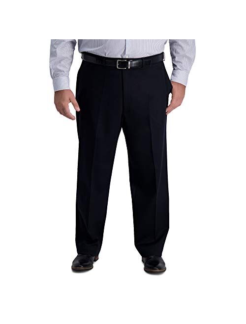 Haggar Men's Iron Free Premium Khaki Classic Fit Flat Front Expandable Waist Casual Pant Regular and Big & Tall Sizes