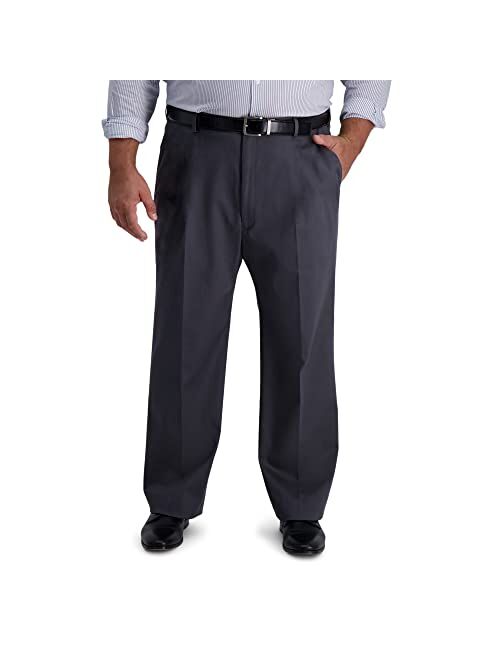 Haggar Men's Iron Free Premium Khaki Classic Fit Flat Front Expandable Waist Casual Pant Regular and Big & Tall Sizes