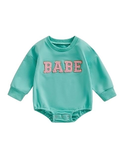 Douhoow Cute Baby Sweatshirt Romper Waffle Knit Baby Clothes Infant Girl Boy Fall Winter Outfits