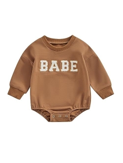 Douhoow Cute Baby Sweatshirt Romper Waffle Knit Baby Clothes Infant Girl Boy Fall Winter Outfits