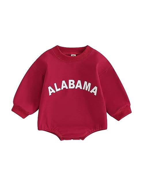 Karuedoo Baby Boy Girl Football Sweatshirt Bubble Romper Oversized Sweater Onesie Long Sleeve Bodysuit Outfit Fall Clothes