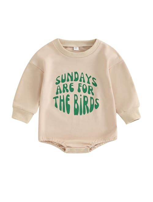 Karuedoo Baby Boy Girl Football Sweatshirt Bubble Romper Oversized Sweater Onesie Long Sleeve Bodysuit Outfit Fall Clothes