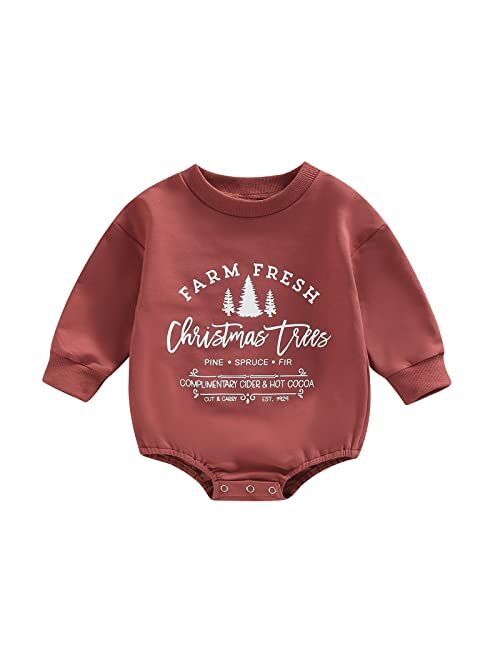 Sasaerucure Newborn Infant Baby Girl Boy Oversized Sweatshirt Romper Long Sleeve Bodysuit Fall Winter Outfit Tops Shirts