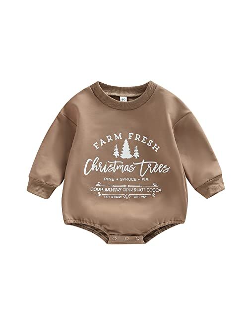 Sasaerucure Newborn Infant Baby Girl Boy Oversized Sweatshirt Romper Long Sleeve Bodysuit Fall Winter Outfit Tops Shirts