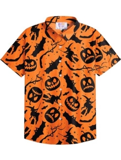 Arvilhill Men's Halloween Button Shirts Short Sleeve Hawaiian Funky Button Down Shirt