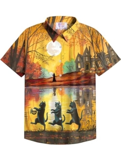 Arvilhill Men's Halloween Button Shirts Short Sleeve Hawaiian Funky Button Down Shirt