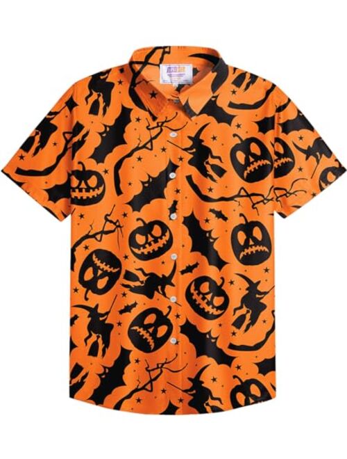 Arvilhill Men's Halloween Button Shirts Short Sleeve Hawaiian Funky Button Down Shirt