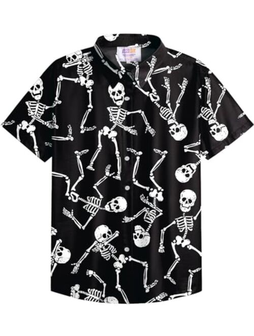 Arvilhill Men's Halloween Button Shirts Short Sleeve Hawaiian Funky Button Down Shirt