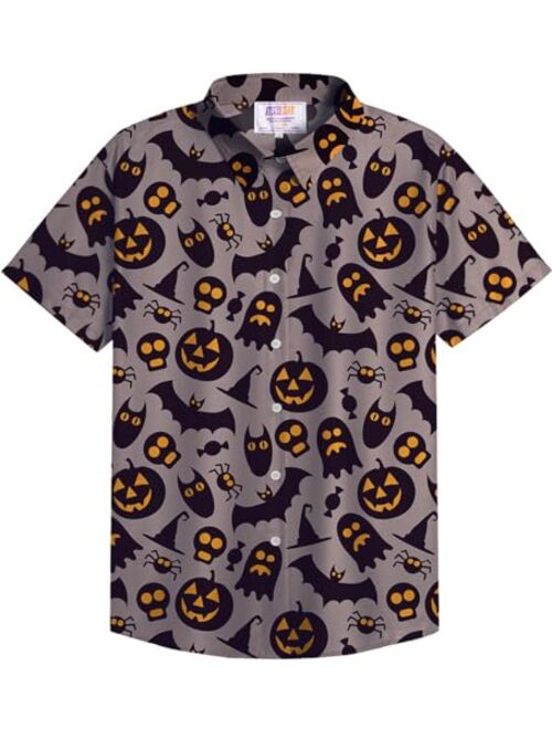 Arvilhill Men's Halloween Button Shirts Short Sleeve Hawaiian Funky Button Down Shirt