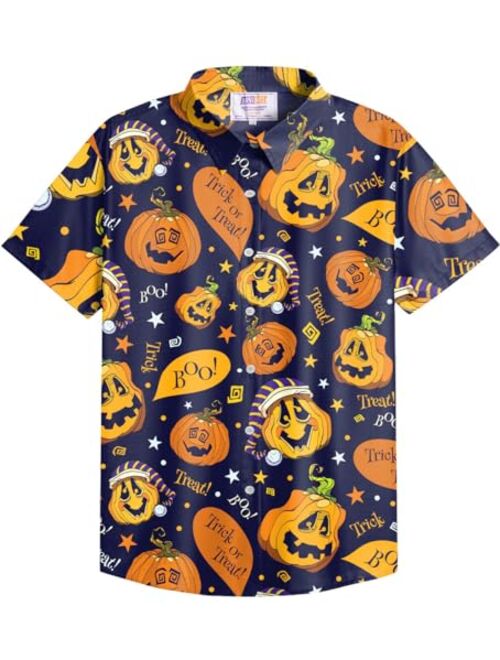 Arvilhill Men's Halloween Button Shirts Short Sleeve Hawaiian Funky Button Down Shirt