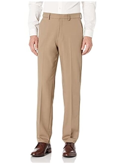 Men's Solid Gabardine Expandable Waistband Flat-Front Pant