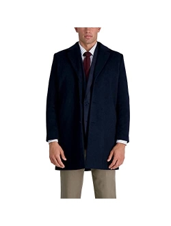 Men's Mid-Length Single Breasted Brushed Twill Topcoat