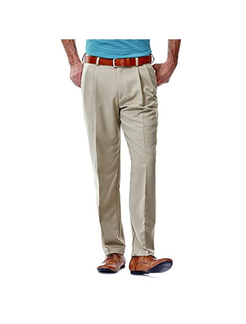 Haggar Men's Cool 18 Hidden Expandable Waist Pleat Front Pant-Regular and Big & Tall Sizes