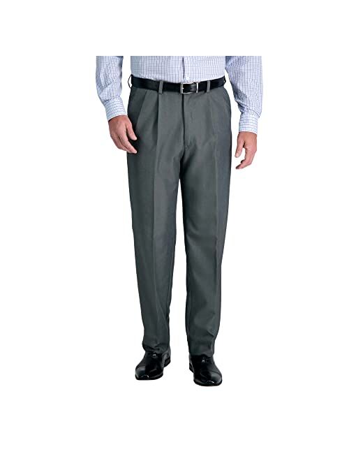 Haggar Men's Cool 18 Hidden Expandable Waist Pleat Front Pant-Regular and Big & Tall Sizes