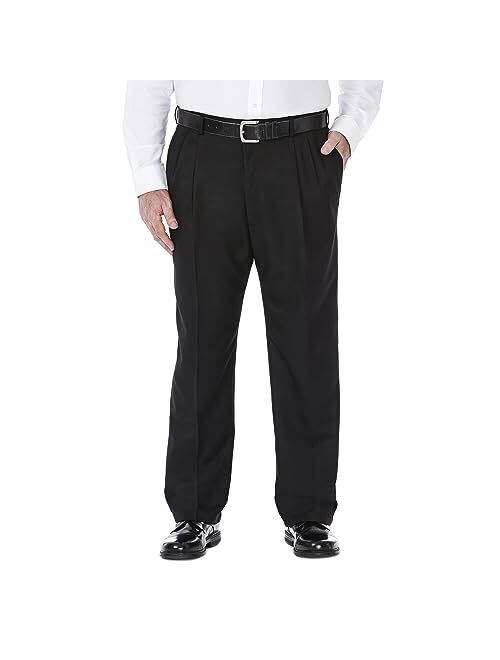 Haggar Men's Cool 18 Hidden Expandable Waist Pleat Front Pant-Regular and Big & Tall Sizes