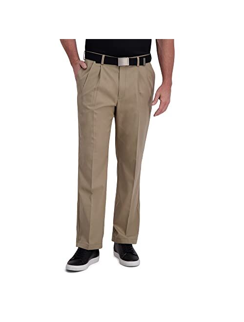 Haggar Men's Cool Right Performance Flex Classic Fit Pleat Front Pant-reg. and Big & Tall