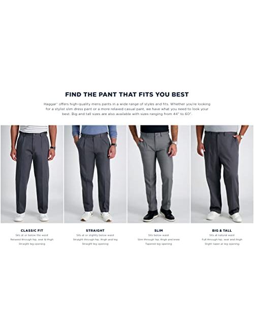 Haggar Men's The Active Series Slim/Straight Fit Flat Front Pant