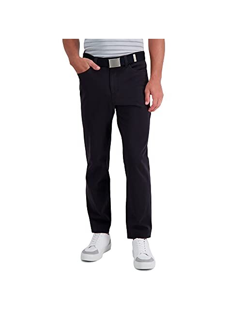 Haggar Men's The Active Series Slim/Straight Fit Flat Front Pant