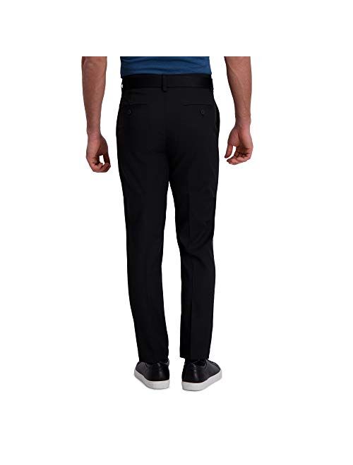 HAGGAR Men's Cool Right Performance Flex Solid Slim Fit Flat Front Pant