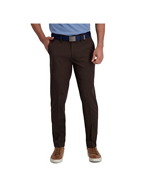 HAGGAR Men's Cool Right Performance Flex Solid Slim Fit Flat Front Pant