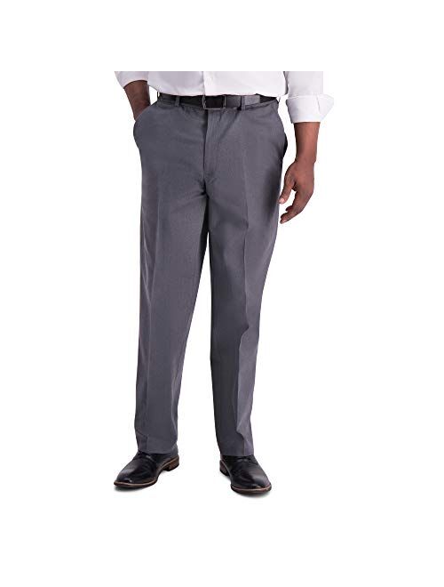 Haggar Men's Iron Free Premium Khaki Classic Fit Flat Front Expandable Waist Casual Pant Regular and Big & Tall Sizes