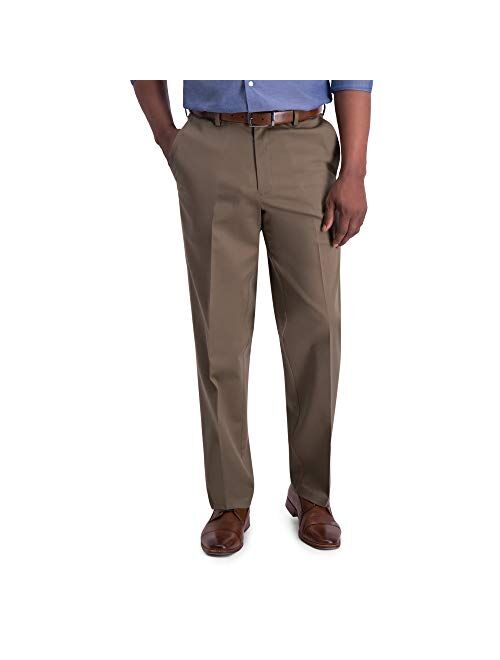 Haggar Men's Iron Free Premium Khaki Classic Fit Flat Front Expandable Waist Casual Pant Regular and Big & Tall Sizes