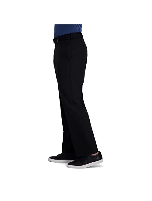 Haggar Men's Cool Right Performance Flex Solid Classic Fit Flat Front Pant-reg. and Big & Tall