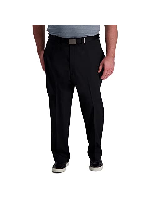 Haggar Men's Cool Right Performance Flex Solid Classic Fit Flat Front Pant-reg. and Big & Tall