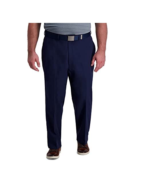 Haggar Men's Cool Right Performance Flex Solid Classic Fit Flat Front Pant-reg. and Big & Tall