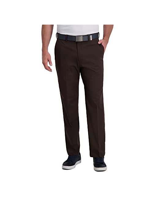 Haggar Men's Cool Right Performance Flex Solid Classic Fit Flat Front Pant-reg. and Big & Tall