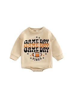 Amiblvowa Newborn Baby Girl Boy Sweatshirt Romper Crewneck Oversized Long Sleeve Floral One Piece Outfits Fall Winter Clothes