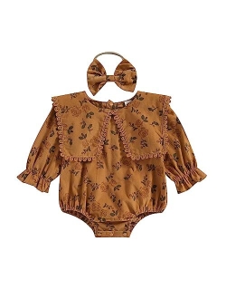 Amiblvowa Newborn Baby Girl Boy Sweatshirt Romper Crewneck Oversized Long Sleeve Floral One Piece Outfits Fall Winter Clothes