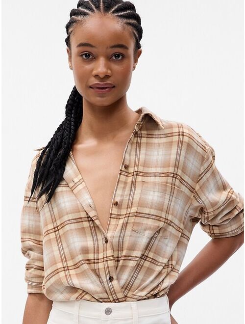 Gap Women's Long Sleeve Button Up Flannel Big Shirt