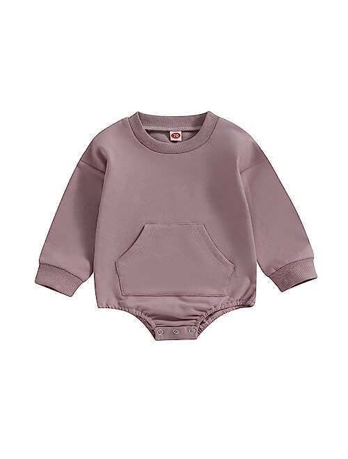 Engofs Newborn Baby Girl Boy Sweatshirt Romper Long Sleeve 0 3 6 12 18 Months Fall Winter Clothes