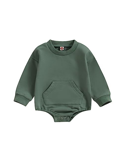 Engofs Newborn Baby Girl Boy Sweatshirt Romper Long Sleeve 0 3 6 12 18 Months Fall Winter Clothes