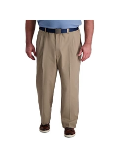 Haggar Men's Cool Right Performance Flex Classic Fit Pleat Front Pant-Reg. and Big & Tall Sizes