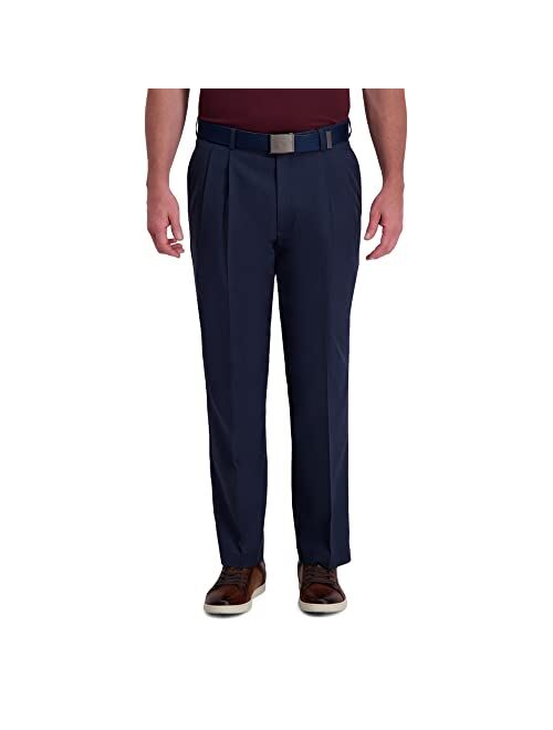 Haggar Men's Cool Right Performance Flex Classic Fit Pleat Front Pant-Reg. and Big & Tall Sizes