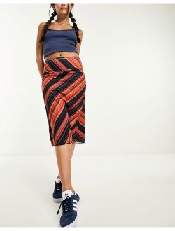 Y2K midi skirt in retro stripe