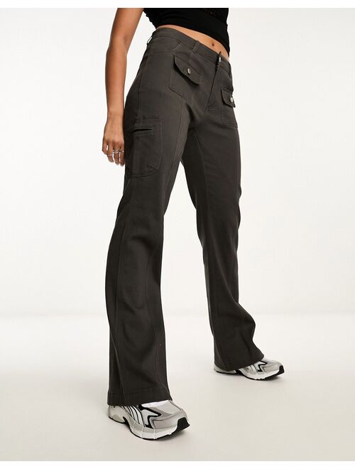 Daisy Street fit and flare cargo pants in charcoal